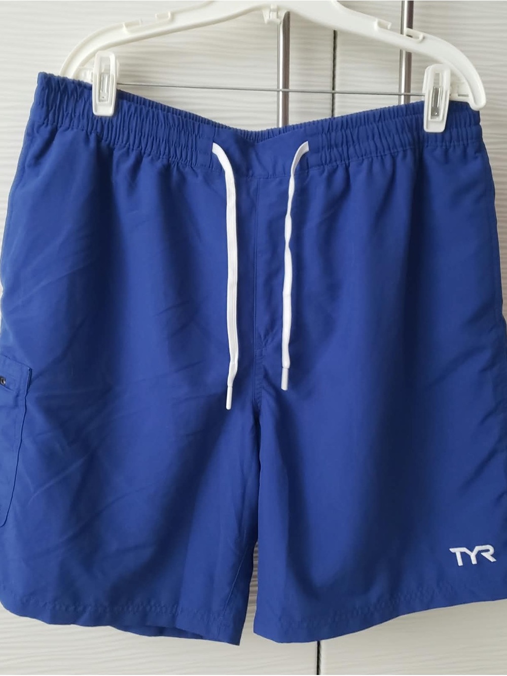 TYR Men's Cobalt Blue Swim Trunks with White Drawstring